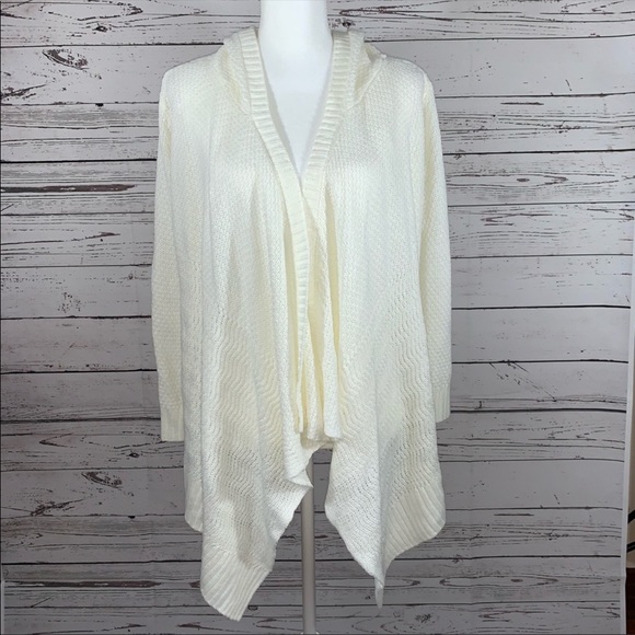 Almost Famous Sweaters - Almost Famous white hooded open front cardigan